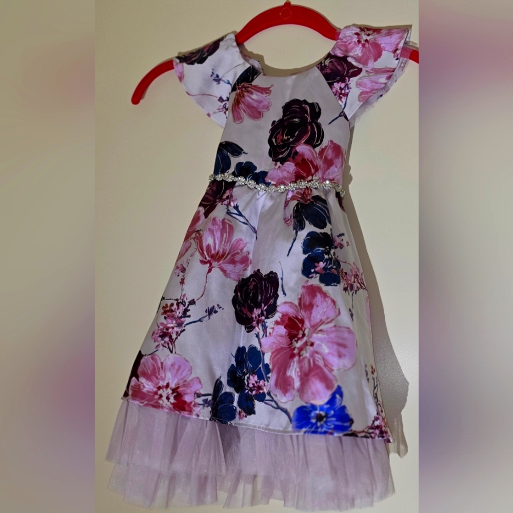 Floral Kids Formal Dress - Pink and Blue